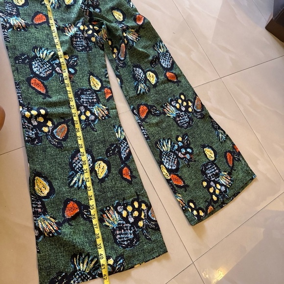 Floral Wide Leg Pants - Green and Multicolor - Picture 6 of 14